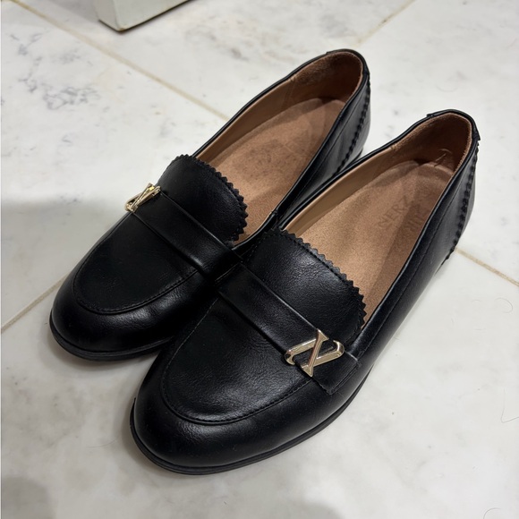 Naturalizer Shoes - Naturalizer Black Leather Loafers with Gold Hardware